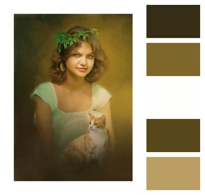 Cat Portrait Woman Image