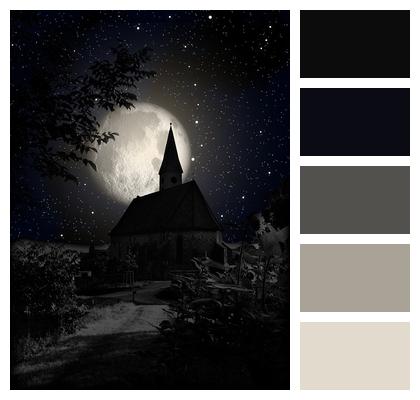 Church Night Moon Image