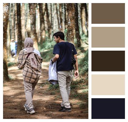 Forest Couple Hiking Image