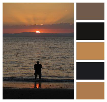 Sunset Fishing Beach Image