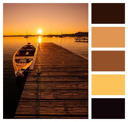 Lake Sunset Boat Image