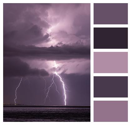 Storm Lightning Sea Image