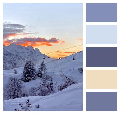Winter Sunset Mountains Image