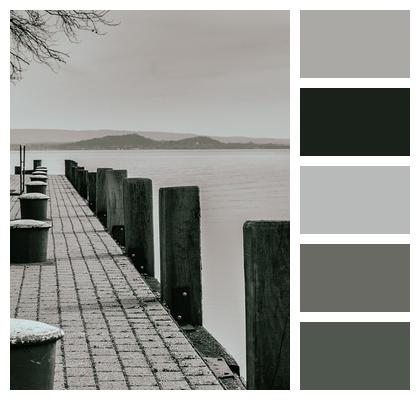Wooden Columns Lake Boat Harbor Dock Image