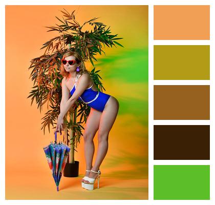 Swimsuit High Heels Retro Female Image