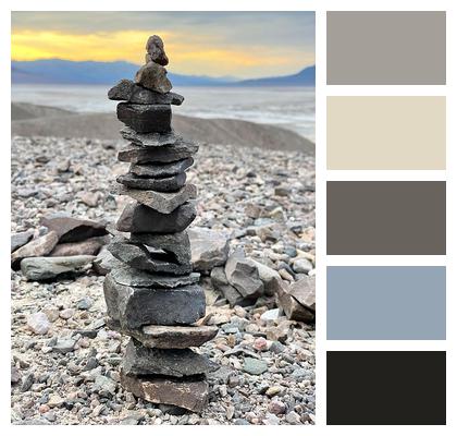 Meditation Stone Pile Sunset Stack Image