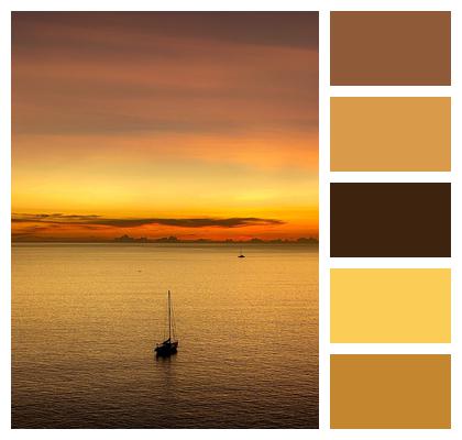 Boat Sea Sunset Image