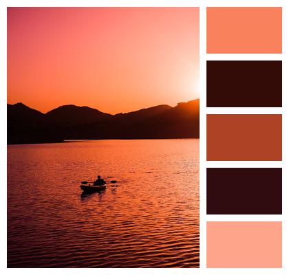 Lake Kayaking Sunset Image
