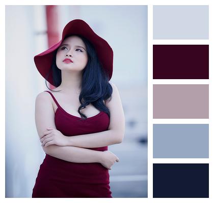 Model Asian Posing Hat Image