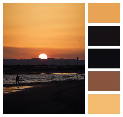 Beach Sea Sunset Image