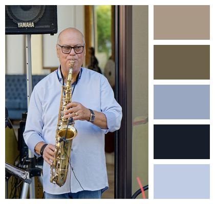 Man Musician Playing Saxophone Image