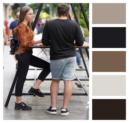 Outdoors Couple Girl Standing Image