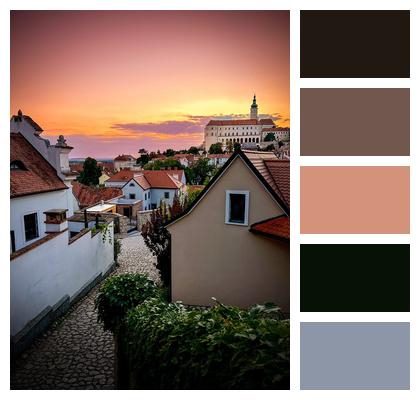 Houses Sunset Mikulov Image