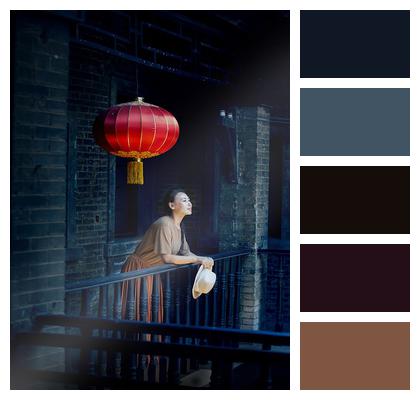 Old Buildings Chinese Element Balcony Woman Image