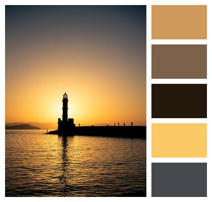 Chania Sunset Lighthouse Image