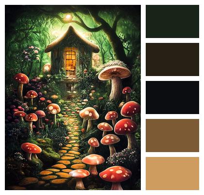 Mushrooms Fantasy Cabin Image