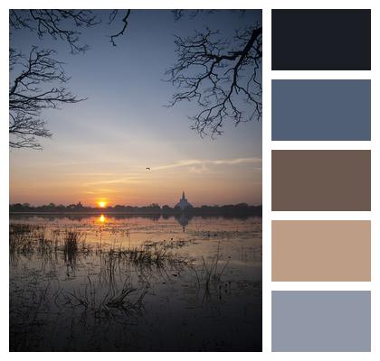 Anuradhapura Lake Sunset Image