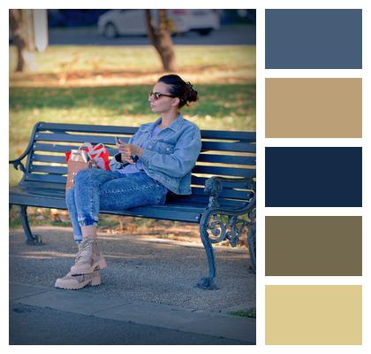 Waiting Outdoor Woman The Bench In The Park Image