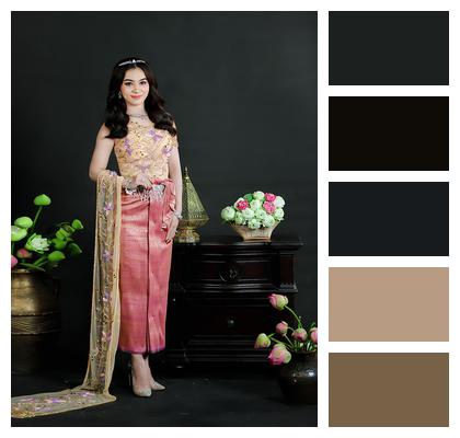 Traditional Costume Portrait Woman Asian Image