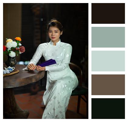 Glamour Traditional Dress Portrait Ao Dai Image
