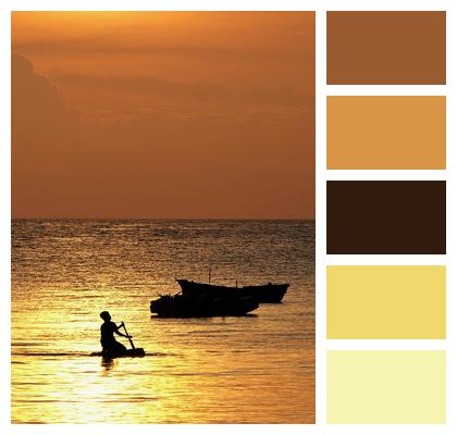 Sunset Sea Boat Image
