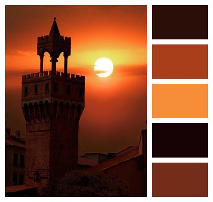 Sunset Fantasy Warm Tower Image