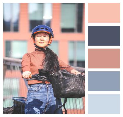 Woman Cyclist Basket Image