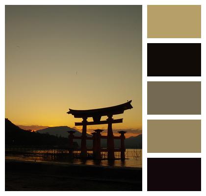 Hiroshima Torii Sunset Image