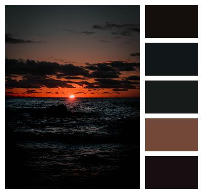 Horizon Sea Sunset Image