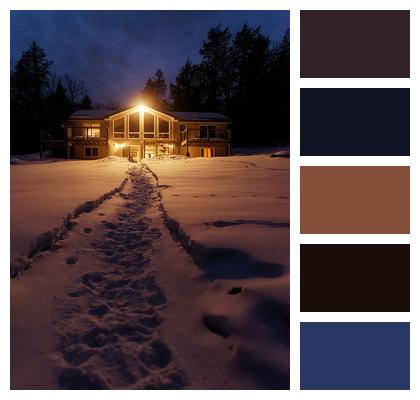 Snow Night House Image