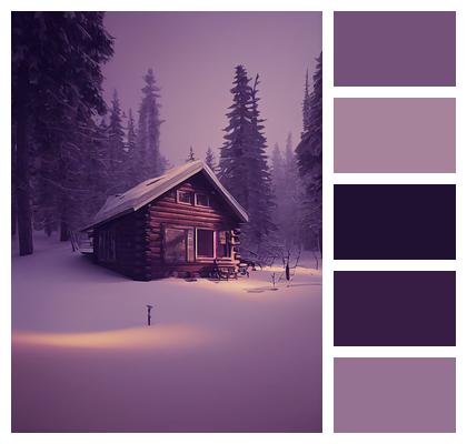 Cabin Snow Forest Image