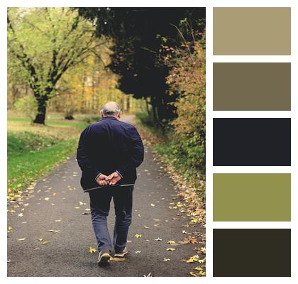 Autumn Fall Old Man Stroll Image