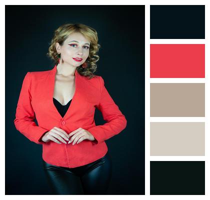 Red Jacket Portrait Curls Makeup Image