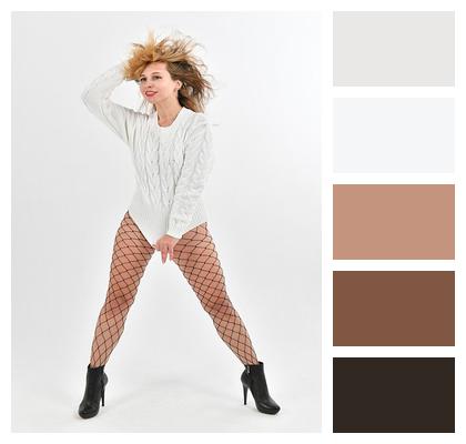 Fashion Boots Woman White Sweater Image