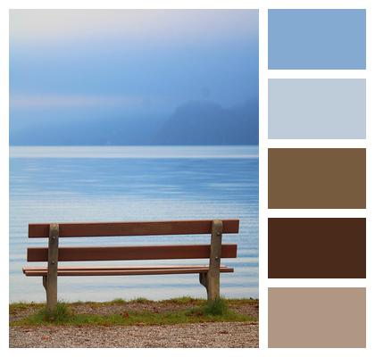 Lake Thun Bank Nature Wooden Bench Image