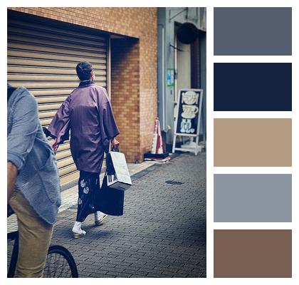 Sidewalk Japanese Tokyo Traditional Garment Image