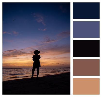 Ocean Woman Sunset Image