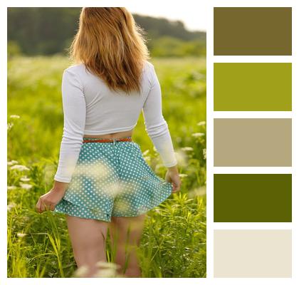 Field Follow Me Walk Woman Image