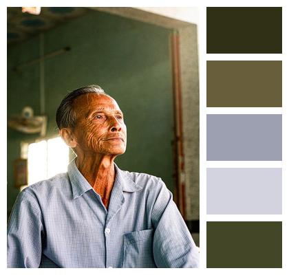 Happy Portrait Elderly Man Peace Image