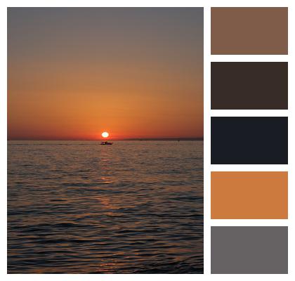 Boat Sunset Sea Image