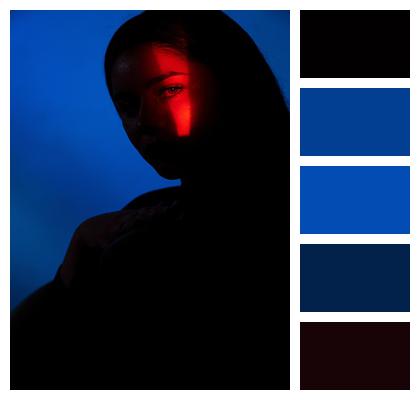 Blue Red Woman Portrait Image