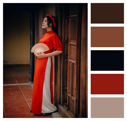 Traditional Pose Fashion Vietnamese Image