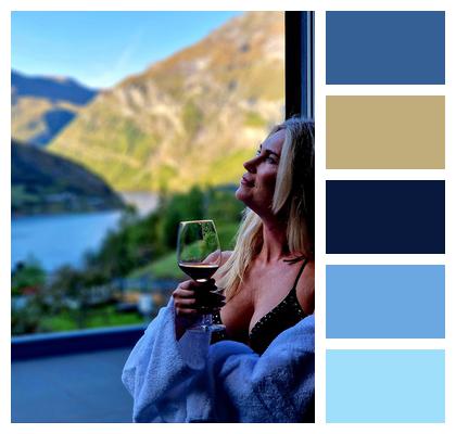 Wine Window Woman Image