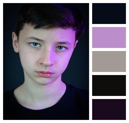 Colored Light Glitter Boy Portrait Image