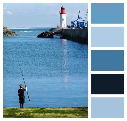 Fishing Child Lighthouse Image