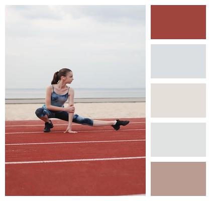 Girl Stretching Stretching Treadmill Image