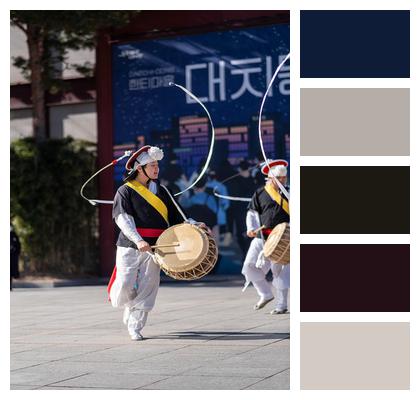 Traditional Pungmul Instrument Republic Of Korea Image