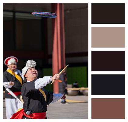 Republic Of Korea Traditional Windmill Folk Play Image