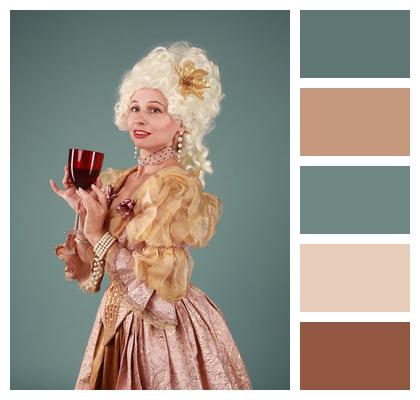 Countess Woman Drinking Wine Dress Image