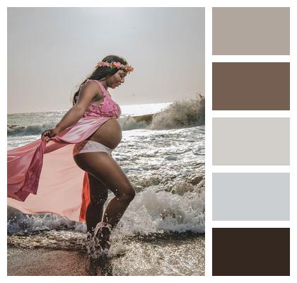 Mother Beach Pregnancy Image